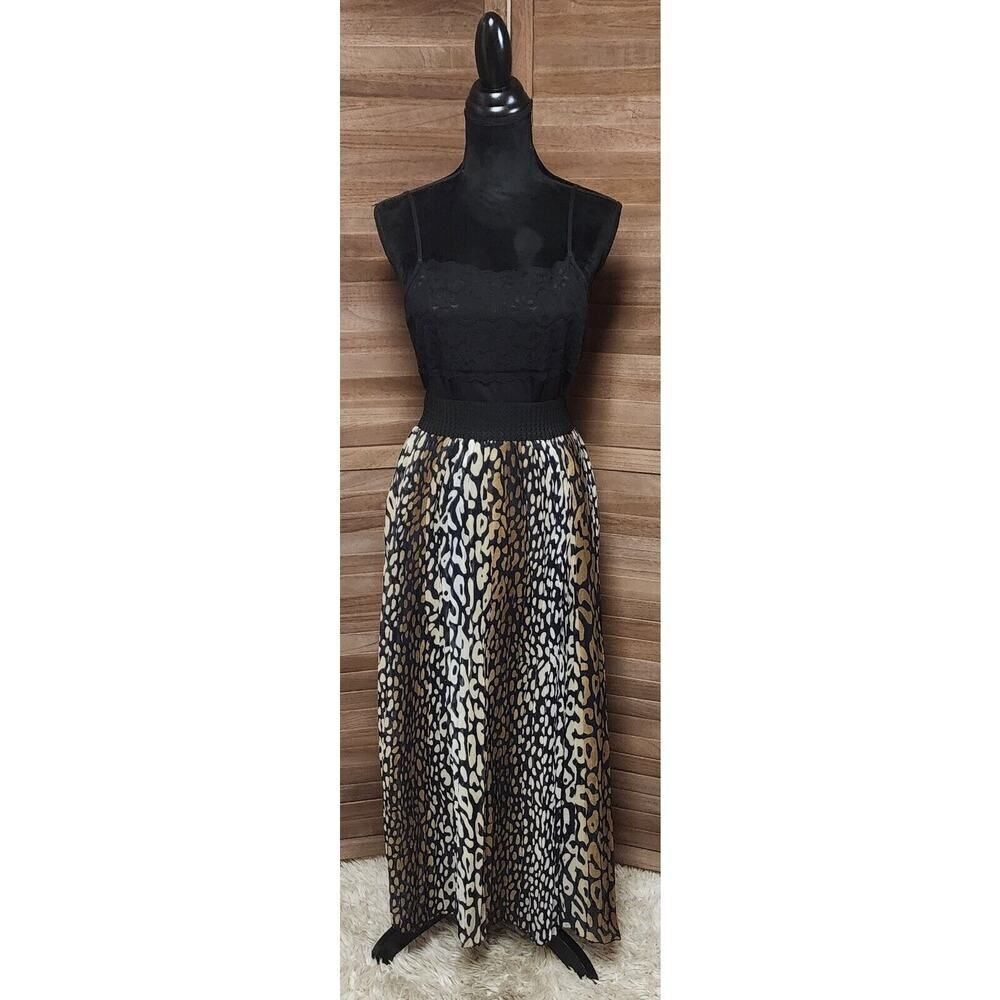 Victoria New Womens XL Lined Maxi Skirt Summer Beach Pleated Elastic High Waist